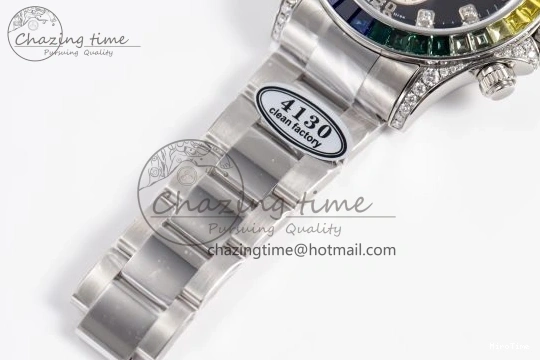 MiroTime 1226 Sleek Custom Daytona 116520 RBOW Rainbow Clean Best Edition Black Dial on SS Bracelet SA 1730